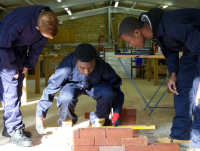 Volunteer's at work while training